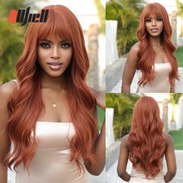 Wigs Red Brown Synthetic Wigs Cosplay Natural Wavy Hair Long Copper Ginger Wigs For Black Women Daily Party Heat Resistant Wig