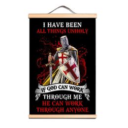 Armour Warrior Canvas Scroll Painting Wall Hangings Decor Mural - Vintage Knights Templar Art Poster Wall Chart For living Room Office Indoor Walls CD34