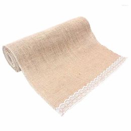 Table Runner 10Pcs 30x275cm Rustic Burlap Hessian Supplies Lace Nriginal Ecology Style For Event Party Wedding Decoration