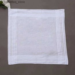 Handkerchiefs 12 pieces/set 40x40cm mens cotton handle pure white classic Hanks jacquard striped pocket square towel DIY painting L240322