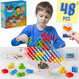 Sorting Nesting Stacking toys 48 building block balanced stacking four tower game swinging high Russian childrens tabletop 24323