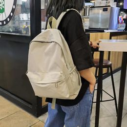 School Bags 2024 Preppy Solid Colour Shoulder Bag Nylon Knapsack Korean Teenager White Sports Travel Backpack For Women