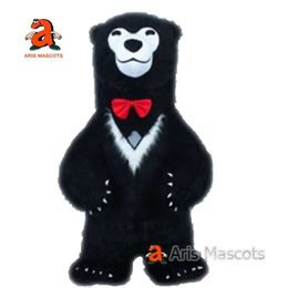 Mascot Costumes Iatable Black Smiling Bear Costume Adult Iated Animal Character Mascot Full Body Blow Up Suit for Halloween Events Party