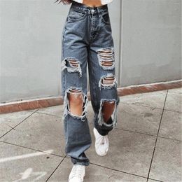 Women's Jeans Slim Fit Pants Women Denim Elastic Waist Trousers Button Hole High Pocket Loose Miss Pou Medium