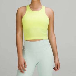 Lu Ebb to Street Tank Crop Top Vest with Padded Women Leggings Workout Yoga Suit Seamless Vest Sports Racer Back Tight Fitness Sexy Gym Shirt 13 Colours