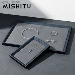 Jewellery Boxes MISHITU Premium Leather Jewellery Display Tray Jewellery Stand Shop Window Ring Earring Necklace Display Props Jewellry Storage Tray L240323