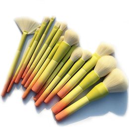 Pro Gradient Color 14pcs Makeup Brushes Set Soft Cosmetic Powder Blending Foundation Eyeshadow Blush Brush Kit Make Up Tools 240323
