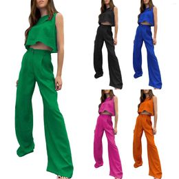 Women's Two Piece Pants Summer Solid Colour Sleeveless Undershirt Top Europe And The United Suite 269 Fleabag Jumpsuit Girls Snow