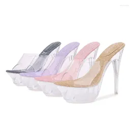 Dress Shoes Bimooth Sexy Women Sandels Super High Heels Model Brand Pvc Footwear Fashion Show Cloth Print Platform Sole GH204