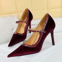 Dress Shoes BIGTREE Sexy Night Club Pumps Sandals Women Thin High Heels Shallow Pointed Head Hollowed Out Buckle Strap For