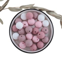 Necklaces 15mm 80pcs Silicone Round Beads Baby Teether Accessories BPA Free Newborn Items Teething New Colour Necklace Pacifier Chain QHBC