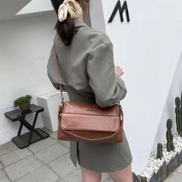 Bag Vintage Women's Pure Colour PU Leather Shoulder Crossbody Messenger Casual Female Shopper Travel Large Capacity Handbags