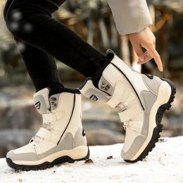 Shoes Winter Outdoor Mountain Climbing Shoes Women High Top Thermal Hiking Boots with Cotton Trekking Camping Travel Snow Boots