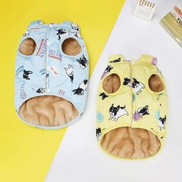 Dog Apparel Flannel Thicken Clothes Winter Soft Vest For Small Dogs Cartoon Print Bully Fat Cotton Jacket Chihuahua Costume