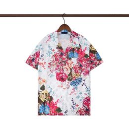 designer Fashion T Shirt Hawaii Floral Letter Print Beach Shirts Men's Designer Silk Bowling Shirt Casual Men Summer Short Sleeve Loose Asia Size M-3XL #aas315