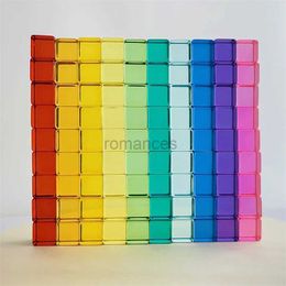 Sorting Nesting Stacking toys Lucent Building Block Toys Rainbow Transparent Acrylic Learning Colour Childrens Gifts 24323
