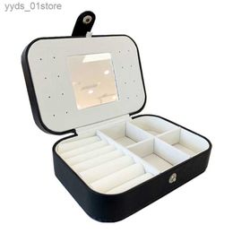 Jewellery Boxes Korean Style Fresh And Simple Girl Earrings Plate Portable Leather Necklace Ring Multi Function Jewellery Storage Box L240323