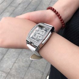 New Era Running Watch Square Womens Full Diamond Womens Watch Womens Simple Light Luxury Small and Popular Playing Card Students