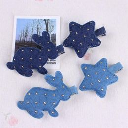 Hair Accessories 2024 Fashion Jean Dots /Star Hairpins Handmade Denim Clips Hairgrips Girls Barrettes