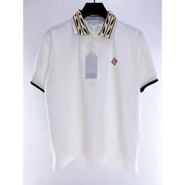 Men Polos Shirt Casablanca New Designer Trendy Brand Summer Button Up Collar Slogan Embroidered Print Loose Pullover Short Sleeved T-shirt Polo Shirt Casablanc Tops