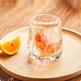 Wine Glasses Hexagonal Glass Cold Coffee Cup Retro Mug Transparent Water Tea Drinkware Milk Juice Mugs Cup Wine Glasses Cocktail Whisky L240323