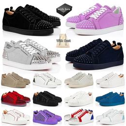 With Box Mens Casual Shoes Womens red bottoms Fashion Sneakers Designer Shoes Low Black White Cut Leather Splike Loafers Vintage Plate-forme Luxury Trainers