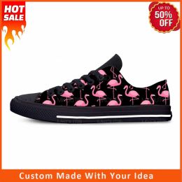 Shoes Tropical Pink Flamingo Bird Animal Pattern Cartoon Casual Cloth Shoes Low Top Comfortable Breathable 3D Print Men Women Sneakers