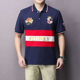 Men's Short-Sleeved POLO Shirt with Turn-Down Collar and Embroidered Decor, Summer New, Pure Cotton for Comfort