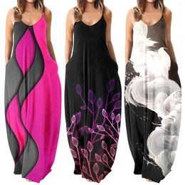 Casual Dresses Low Neck Colourful Colorblock Printing 2024 Women'S Summer Dress Outfits Tie Dye Long Formal Occasion