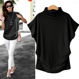 Women's T Shirts Elegant Women Turtleneck T-Shirt Short Sleeve Streetwear Ladies Tees Tops Solid Colour T-Shirts Femme Playeras Mujer