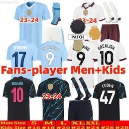 23 24 HAALAND Man CityS Soccer Jerseys 2023 2024 Player Fans GREALISH FODEN STERLING Football Shirt DE BRUYNE GESUS BERNARDO MAHREZ Maillot Foot Men Kids KitsZ25E