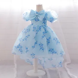 Girl Dresses Baby Dress Trailing Toddler 1 Year For Birthday Clothes Baptism Printing Princess Children Costume Party Gown Vestidos