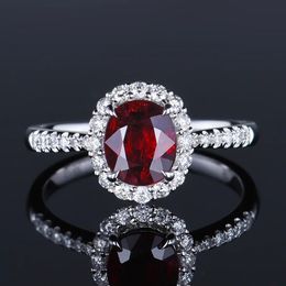 Classic natural ruby Red Stone Rings for Women 925 Sterling Silver Fashion Anniversary Jewelry For girls Christmas Day Gift 240323