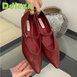 Elegant Women Flats Shoes Spring Fashion Buckle Strap Shallow Ladies Footwear Sandals Casual Mary Jane Female 240321