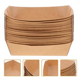 Disposable Dinnerware 100 Pcs Paper Tray Fried Snacks Container Dog Trays Kraft Takeout Containers