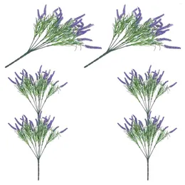 Decorative Flowers 6Pcs Artificial Lavender Plastic Faux Plants Bouquets Fake Greenery