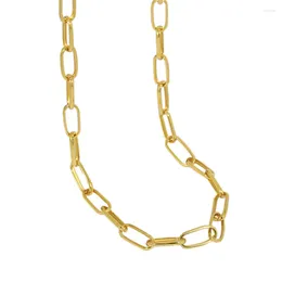 Chains Wholesale Minimalist Jewellery 5.2mm Paper Clip Link Chain Necklace 925 Sterling Silver Chunky Gold Plated