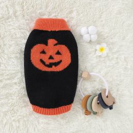 Sweaters Halloween Dogs Pullover Knitted Pets Sweater Funny Pumpkin Cats Waistcoat Sleeveless Warm Bomei Clothing Chihuahua Bulldog Vest