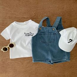Summer Baby Clothing Set Girls Clothes Infant Tee and Denim Overall Suit Toddler Boys Outfit 240314
