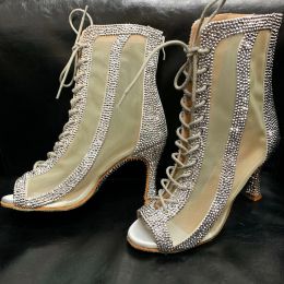 shoes Evkoodance Women Rhinestone Dance Shoes Silver Glitter Dance Boots Women Party Latin Salsa Ballroom Dance Shoes Girls Dancing