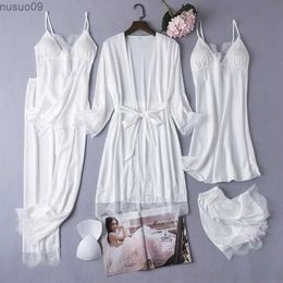 home clothing Womens New Bride Bridesmaid Wedding Party Dress Womens Pyjamas White Kimono Pyjamas Rayon Casual Night DressL2403