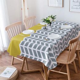 Table Cloth Geometric Yellow Waterproof Dining Tablecloth For Kitchen Decorative Coffee Cuisine Party Cover