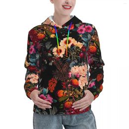 Women's Hoodies Tropical Floral Streetwear Winter Night Garden Print Vintage Pullover Hoodie Unisex Oversize Casual Basic Sweatshirts