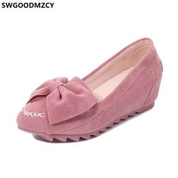 Flats Slip on Wedges Shoes for Women 2024 Designer Pink Suede Shoes Women Butterfly Fashion Loafers Flats Women Shoes Casual Zapatos