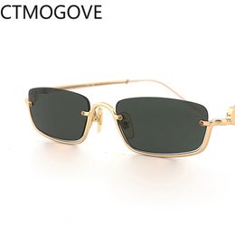 Women Small Rectangular Sunglasses Half Frame Designer Brand Classic Fashion Outdoor Travel Celebrity Personality Girl Luxury 240314