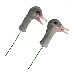 Garden Decorations 2 Pcs Simulated Ostrich Statue Animal Statues Resin Head Elf Flower Fairy Living Room Decoration Delicate Craft