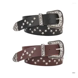 Belts Girl Metal Star Rivet Waist Belt Western PU For Dress Jeans Adjustable