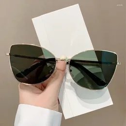 Sunglasses KAMMPT Oversized Cat Eye In Stylish Vintage Metal Rim Women Eyewear Trendy Brand Designer Fashion Outdoor Shades