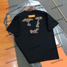 xinxinbuy Men designer Tee t shirt 2024 Italy Leather letter embroidery short sleeve cotton women Grey black white red S-2XL