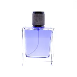 Storage Bottles Crystal Perfume Bottle 100ml Square Polished White Glass Thick Bottom Bayonet Leather Cap Spray